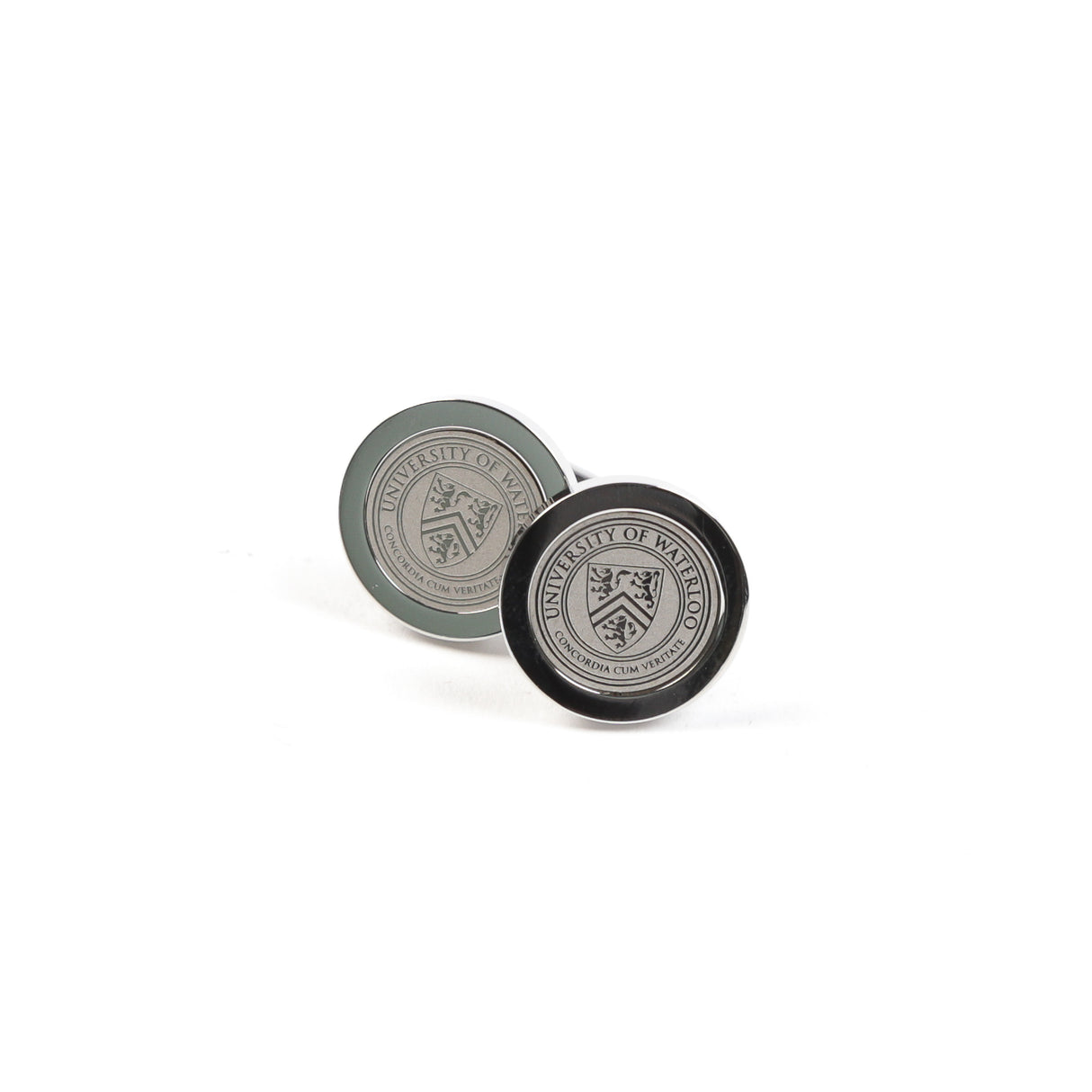 Picture of UWaterloo Cufflinks Medallion Colour: Metallic Silver