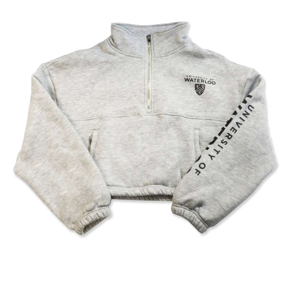 Picture of Cropped Quarter-Zip Mock neck - Grey