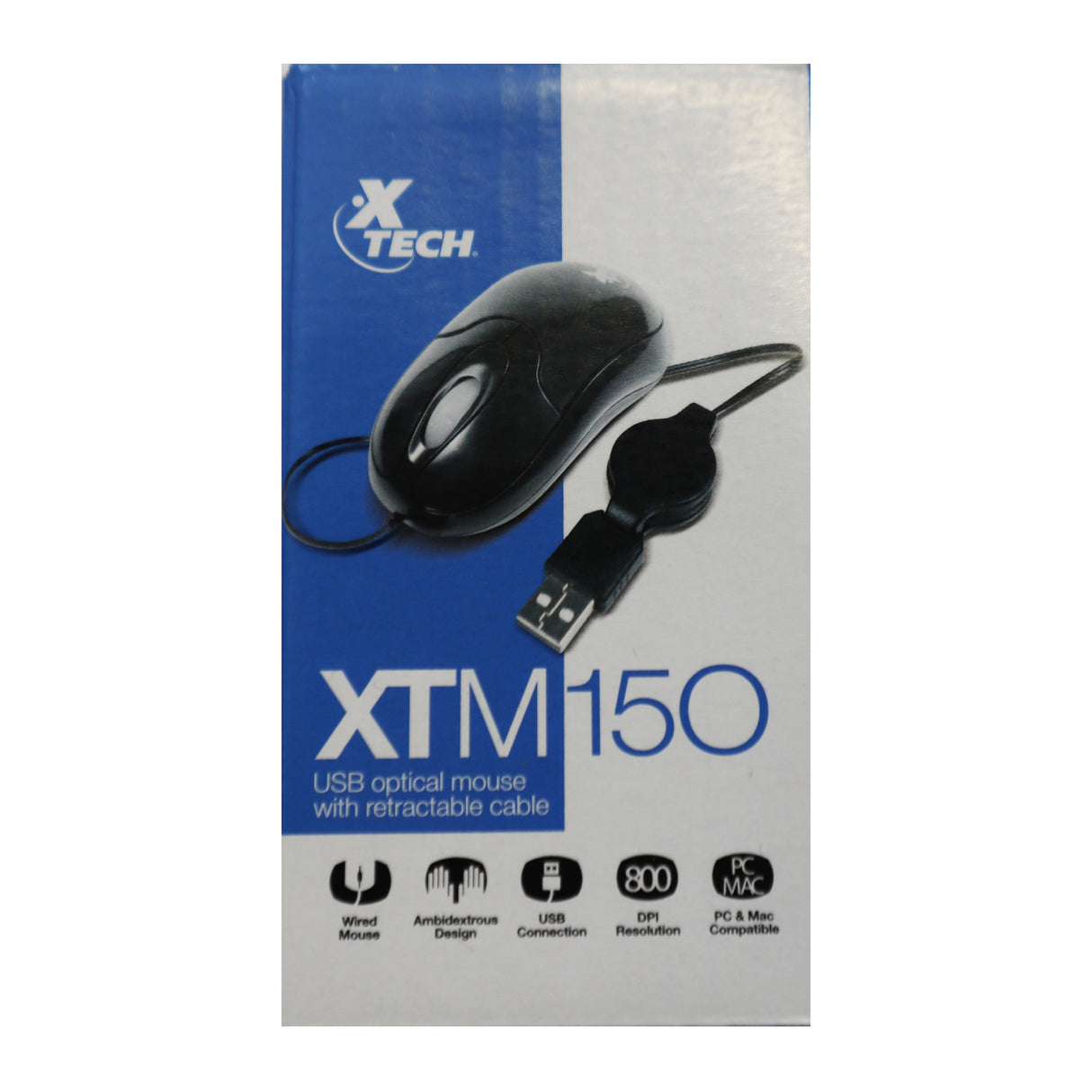 Picture of XTECH Optical Wired Mouse (USB, retractable cable)