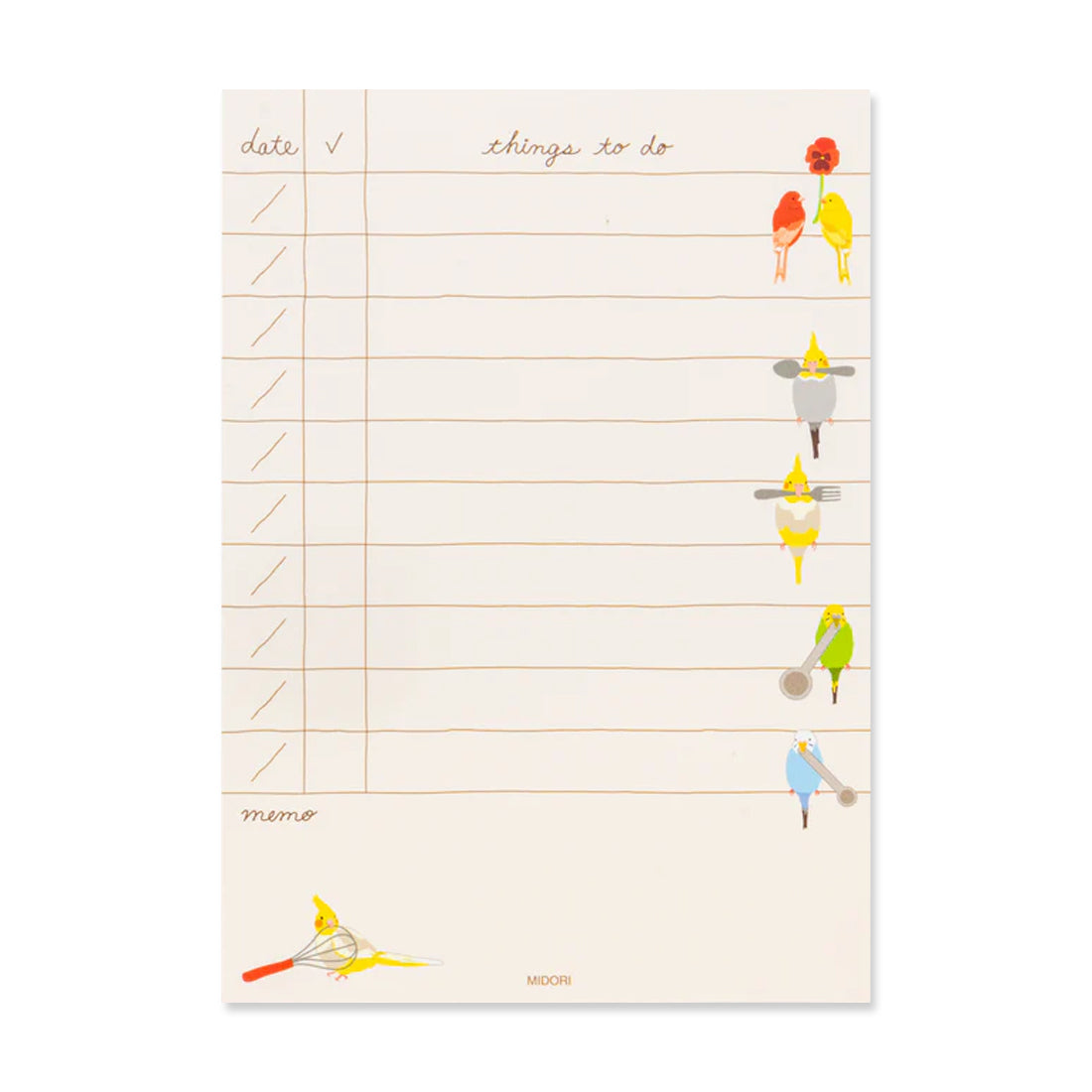 Picture of Midori To Do Memo Pad - Bird
