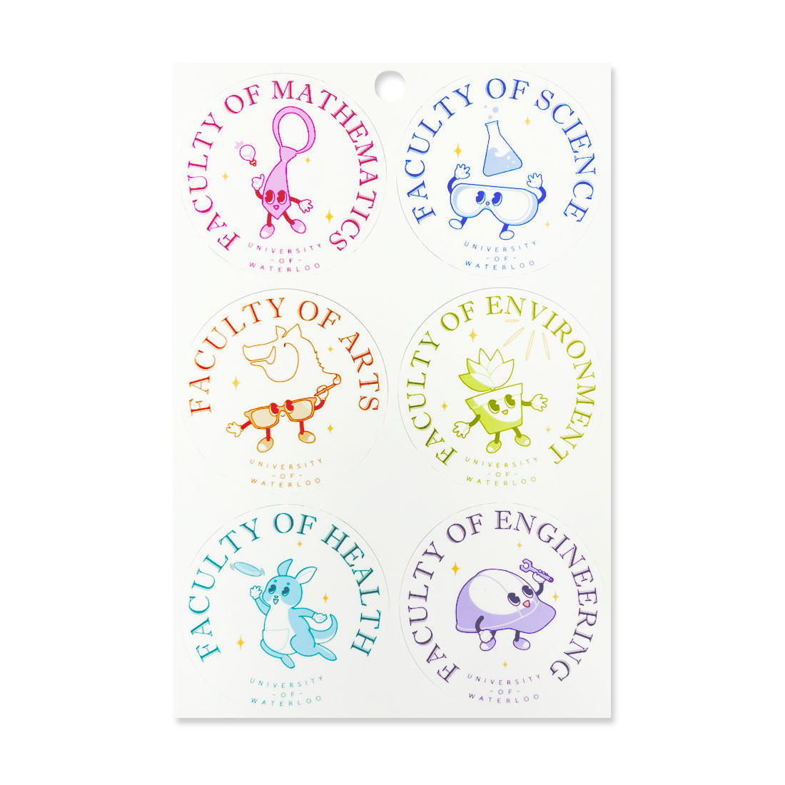 Picture of UWaterloo Faculty Sticker Sheet Colour: Multi