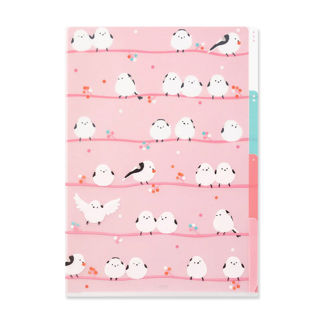 Picture of Midori 3-Pocket A4 Folder Type: Long Tailed Tit Birds