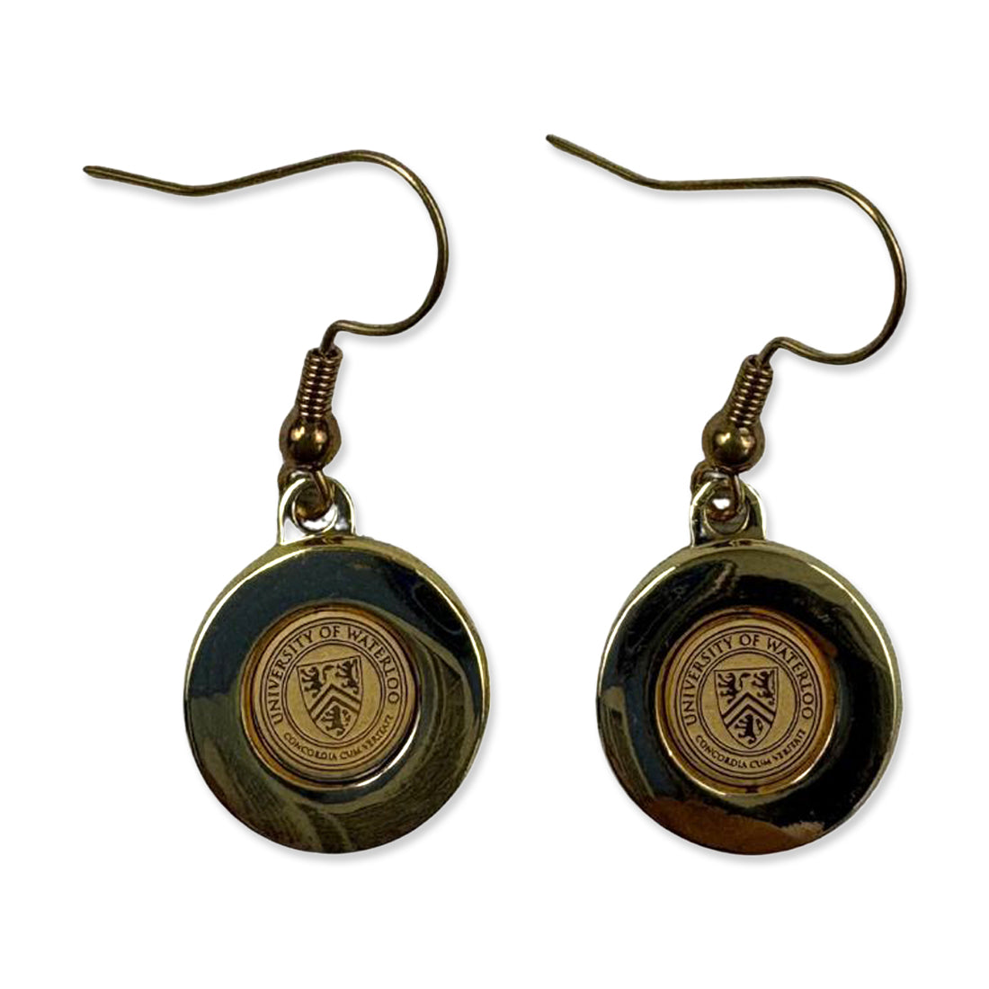 Picture of UWaterloo Ladies Gold Plated Pendant Earrings - Metallic Gold