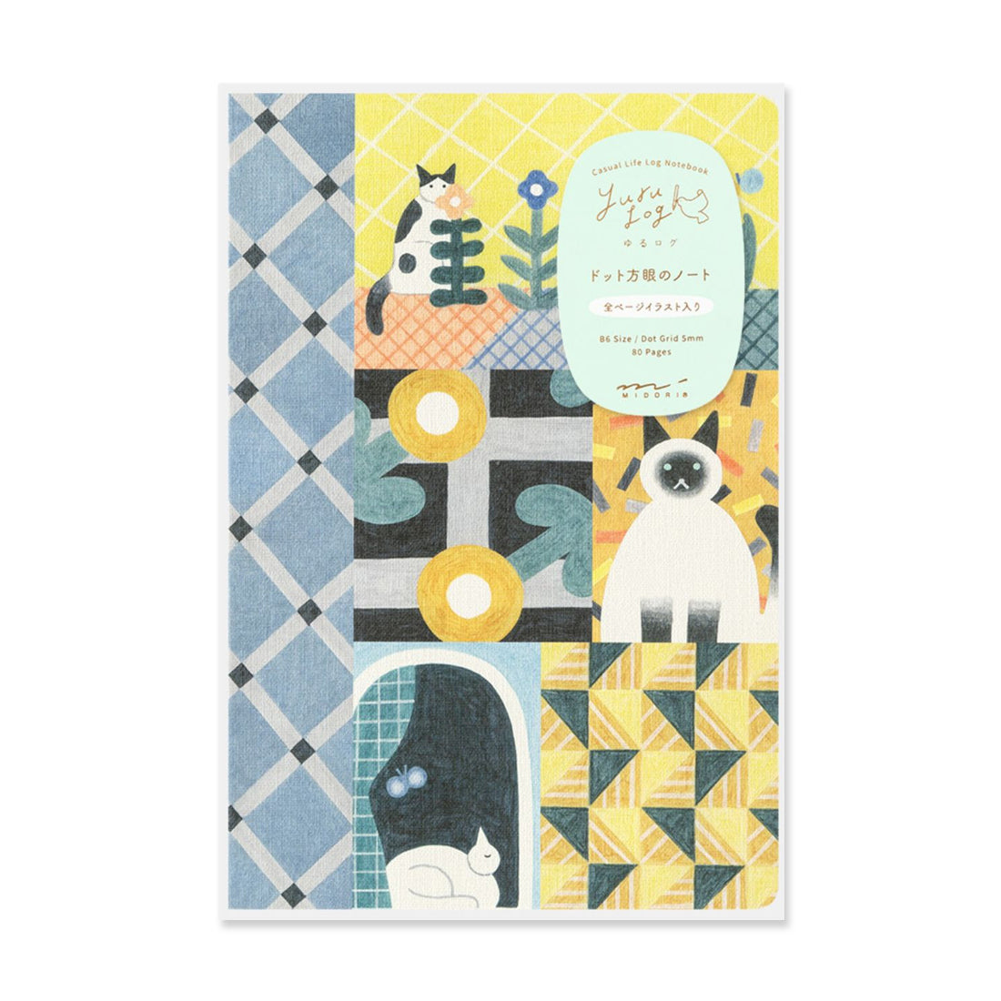 Picture of Midori B6 YURU LOG Notebook - CatPatterns