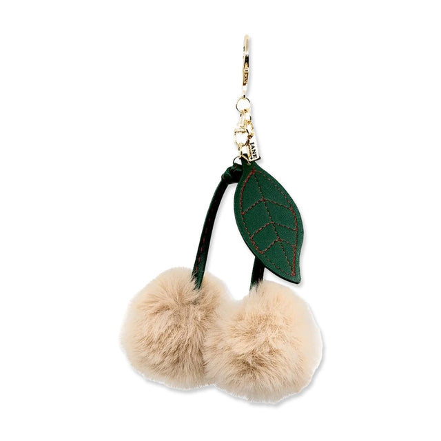 Picture of Faux Fur Pom Cherry Charm in Cream Colour: Light Brown