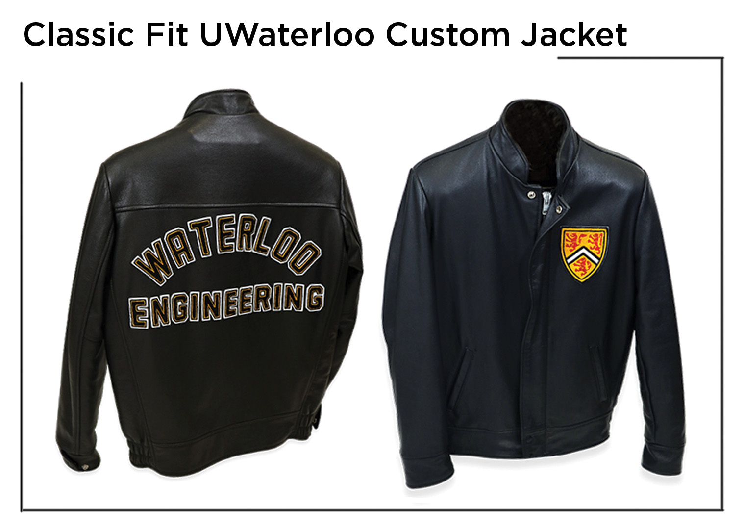 Men's UWaterloo Custom Jacket with University of Waterloo in felt letters on the back