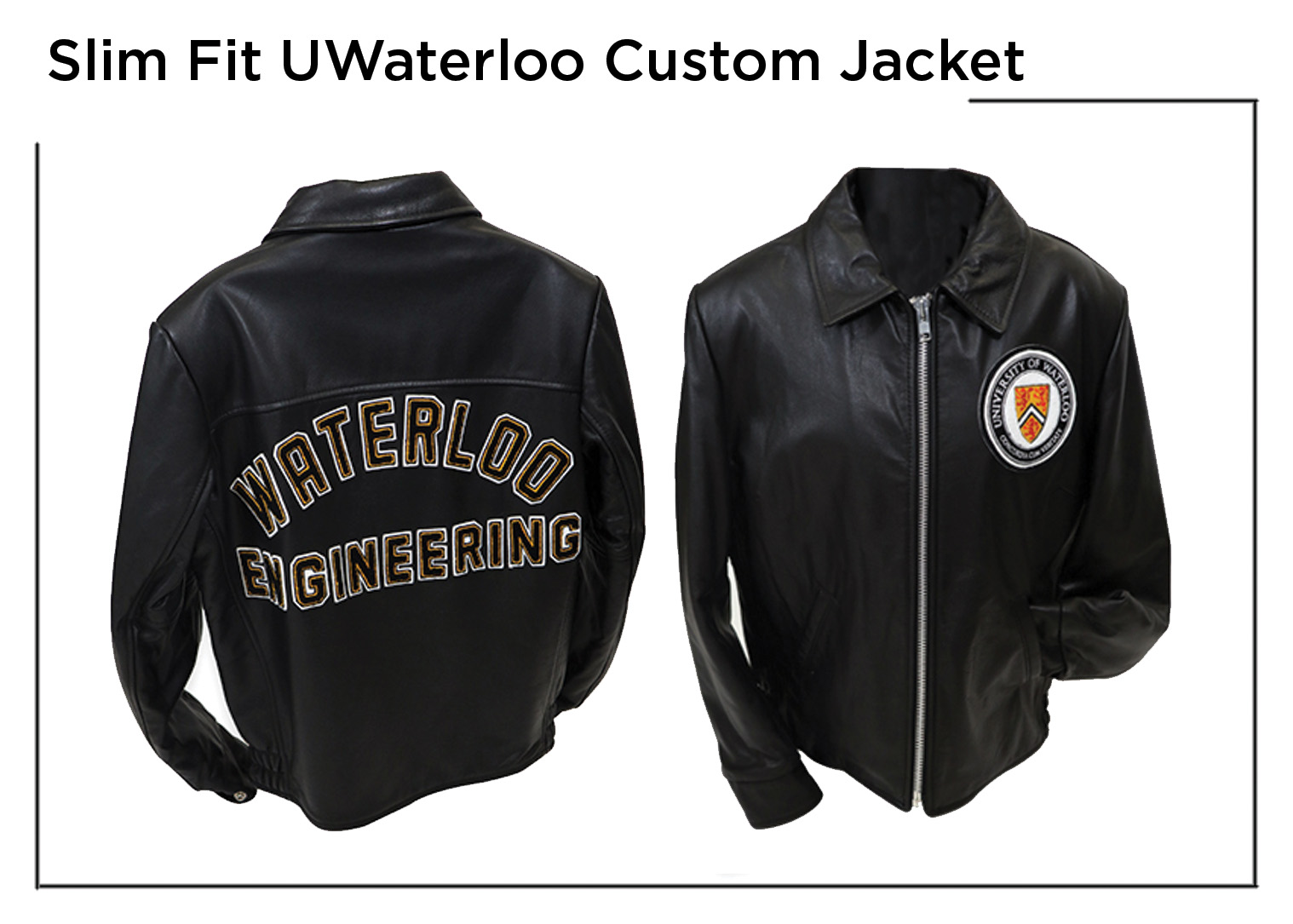Ladies UWaterloo Custom Jacket with University of Waterloo in felt letters on the back