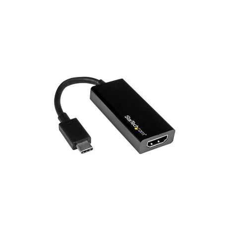 A black USB-C to HDMI adapter with a short cable.