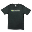 Dark gray t-shirt with "St. Jerome's University" printed in white and green, featuring a shield logo on the left.