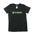 Black t-shirt featuring "St. Jerome's University" in yellow and green text with a shield logo.