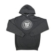 A dark gray hoodie featuring a circular emblem with "Ryerson University College" and a shield design in the center.