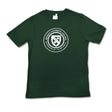 Dark green t-shirt featuring a circular white emblem with "Renison University College" and a shield design in the center.