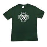 Dark green t-shirt featuring a circular white emblem with "Renison University College" and a shield design in the center.