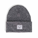 Gray knit beanie with a folded cuff and a small Herschel brand tag.