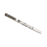 A white double-ended highlighter pen with a gray cap and labeling.