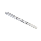 A double-ended Mildliner pen in white, featuring a grey body with labels on the side.