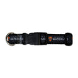 A black lanyard with "University of Waterloo" printed on it and a silver metal ring.