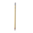 A yellow pencil with a silver eraser at the top and a sharpened graphite tip.