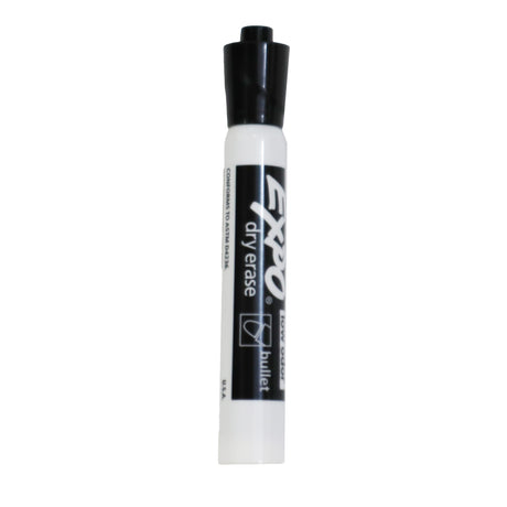 A black Expo dry erase marker with a bullet tip.