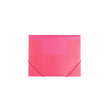 A bright pink plastic envelope with elastic closures.