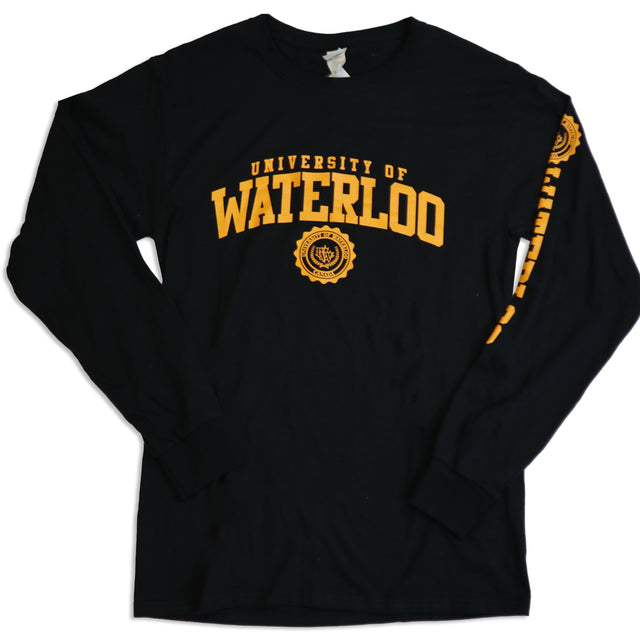 Picture of Black and Gold Crest UWaterloo Long Sleeve