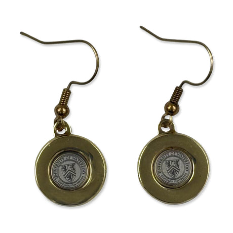 Picture of UWaterloo Ladies Gold Plated Pendant Earrings - Metallic Silver