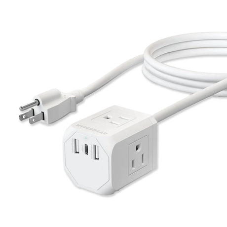 Picture of HyperGear Wall Charge Power Strip Extension Cord - 3x AC 2x USB-A 1x USB-C
